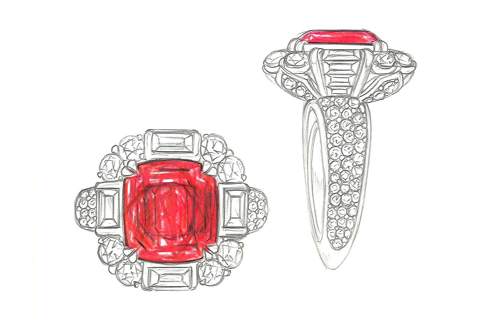 1.90ct Neon Jedi Burmese Spinel Ring with D Flawless Diamonds set in 18K White Gold