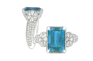 15.12ct Flawless Indigo Blue Indicolite Ring with D Flawless Diamonds set in 18K Yellow Gold