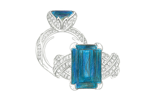 17.30ct Flawless Indigo Blue Indicolite Ring with D Flawless Diamonds set in 18K Yellow Gold