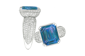 17.93ct Flawless Indigo Blue Indicolite Ring with D Flawless Diamonds set in 18K White Gold