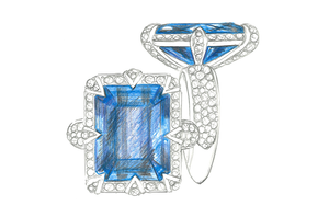 23.00ct Flawless Indigo Blue Indicolite Ring with D Flawless Diamonds set in 18K Yellow Gold