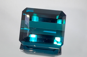 31.28ct Flawless Indigo Blue Indicolite Ring with D Flawless Diamonds set in 18K Yellow Gold