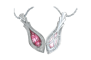 15.75ct Vivid Pure Pink Morganite Necklace with D Flawless Diamonds set in 18K Yellow Gold