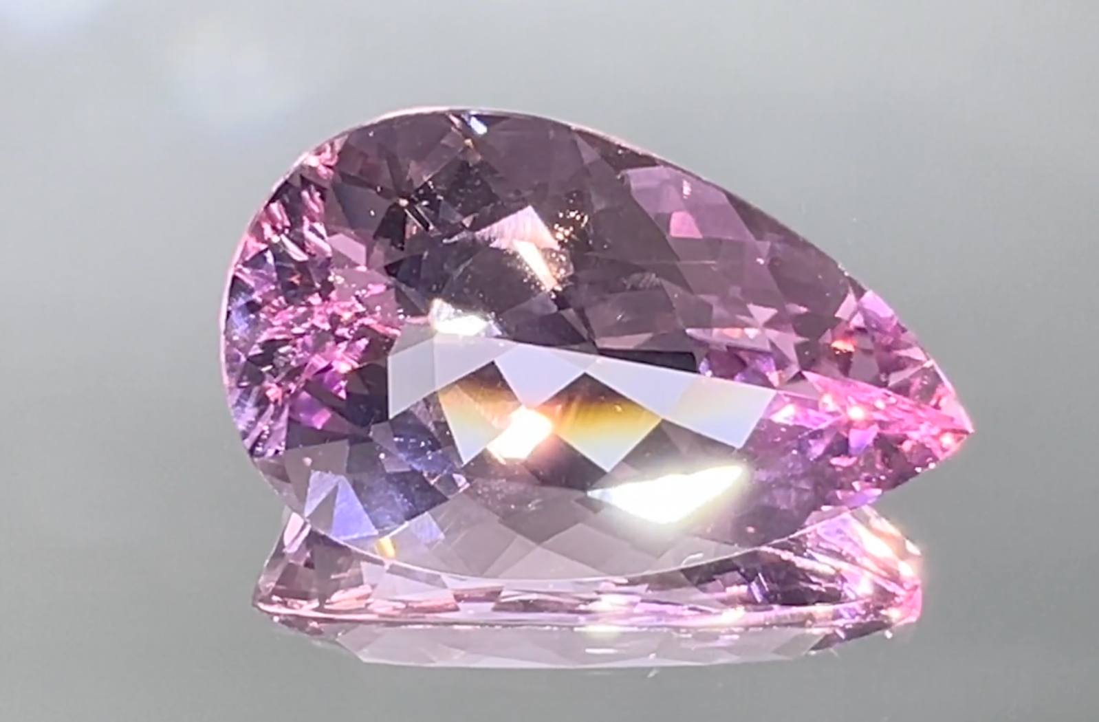 15.75ct Vivid Pure Pink Morganite Necklace with D Flawless Diamonds set in 18K Yellow Gold