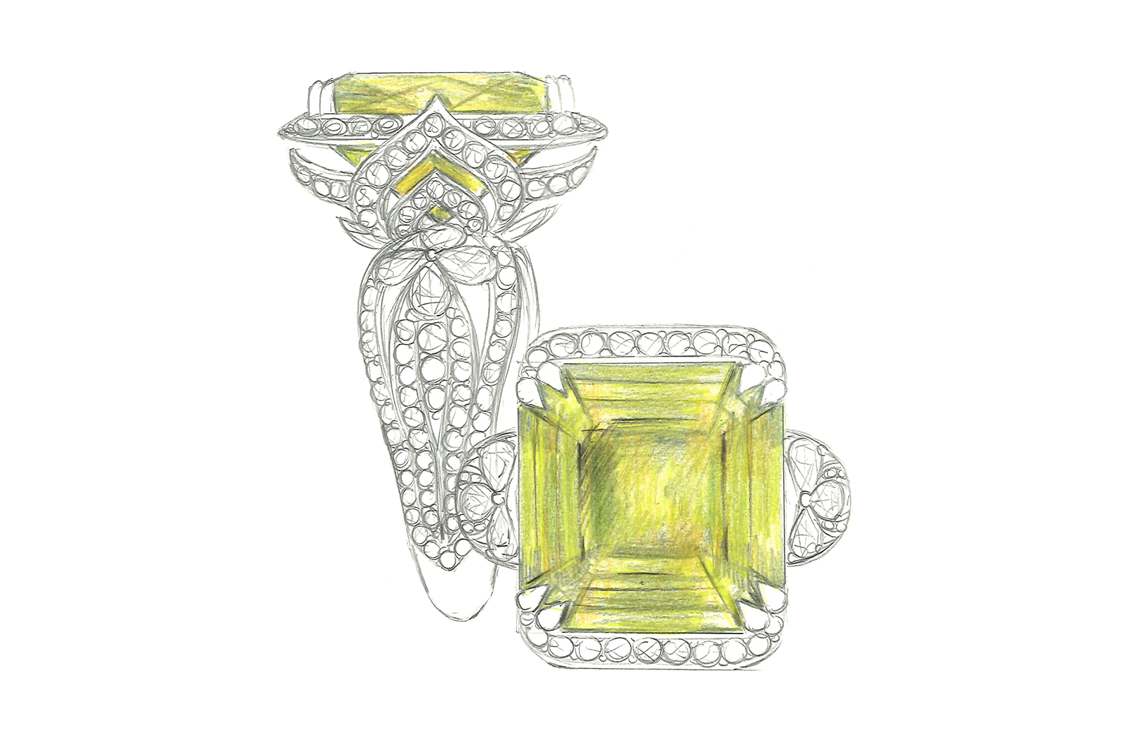 7.57ct Russian Sphene Ring with D Flawless Diamonds set in 18K Yellow Gold