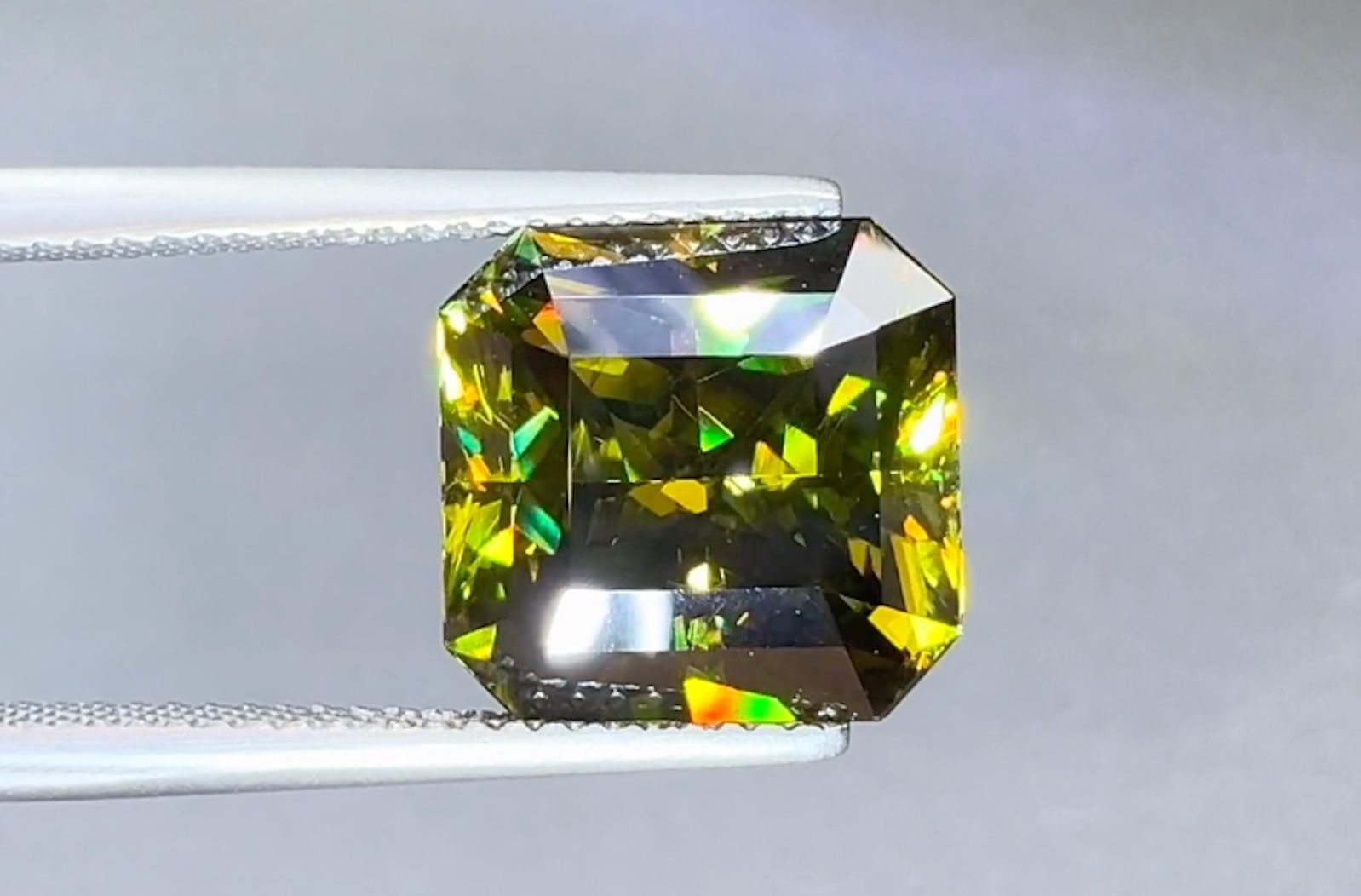 7.57ct Russian Sphene Ring with D Flawless Diamonds set in 18K Yellow Gold