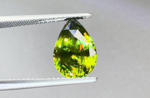 4.30ct Russian Sphene Ring with D Flawless Diamonds set in 18K Yellow Gold