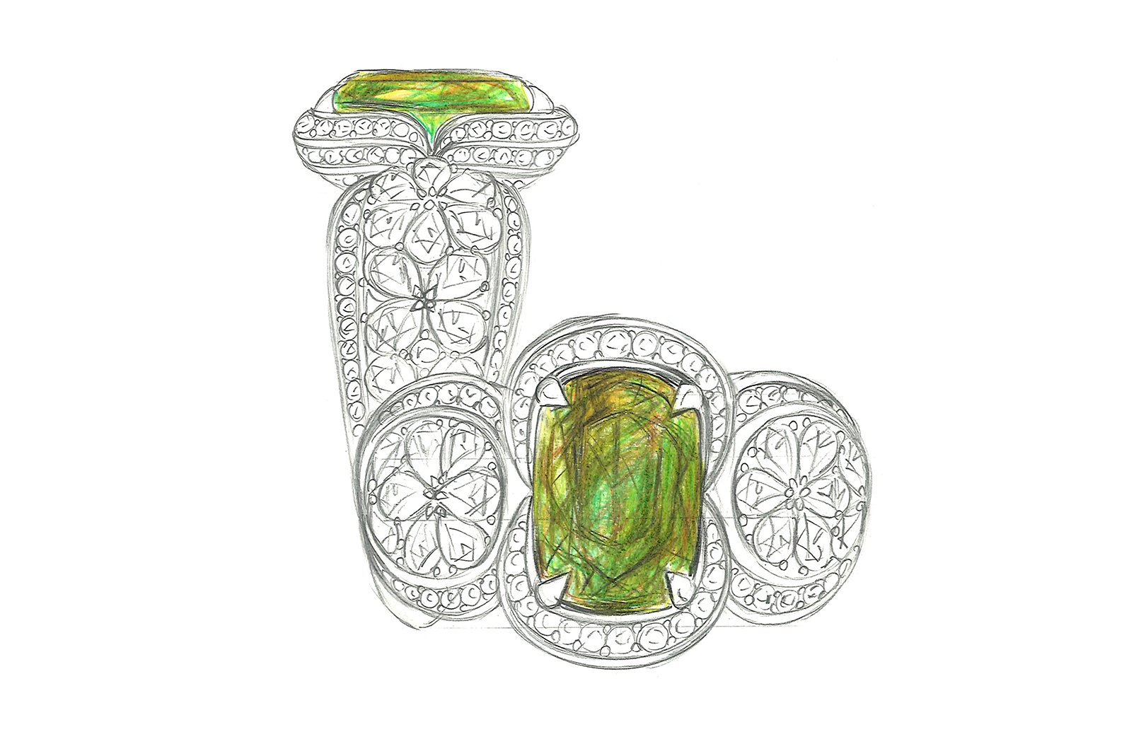 3.92ct Russian Sphene Ring with D Flawless Diamonds set in 18K White Gold