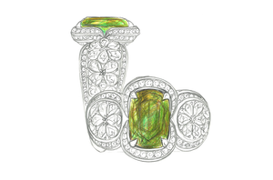 3.92ct Russian Sphene Ring with D Flawless Diamonds set in 18K White Gold