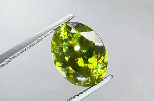 7.01ct Russian Sphene Ring with D Flawless Diamonds set in 18K Yellow Gold