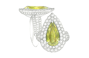 4.80ct Russian Sphene Ring with D Flawless Diamonds set in 18K Yellow Gold