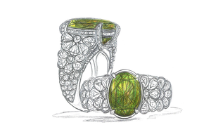 6.84ct Russian Sphene Ring with D Flawless Diamonds set in 18K Yellow Gold
