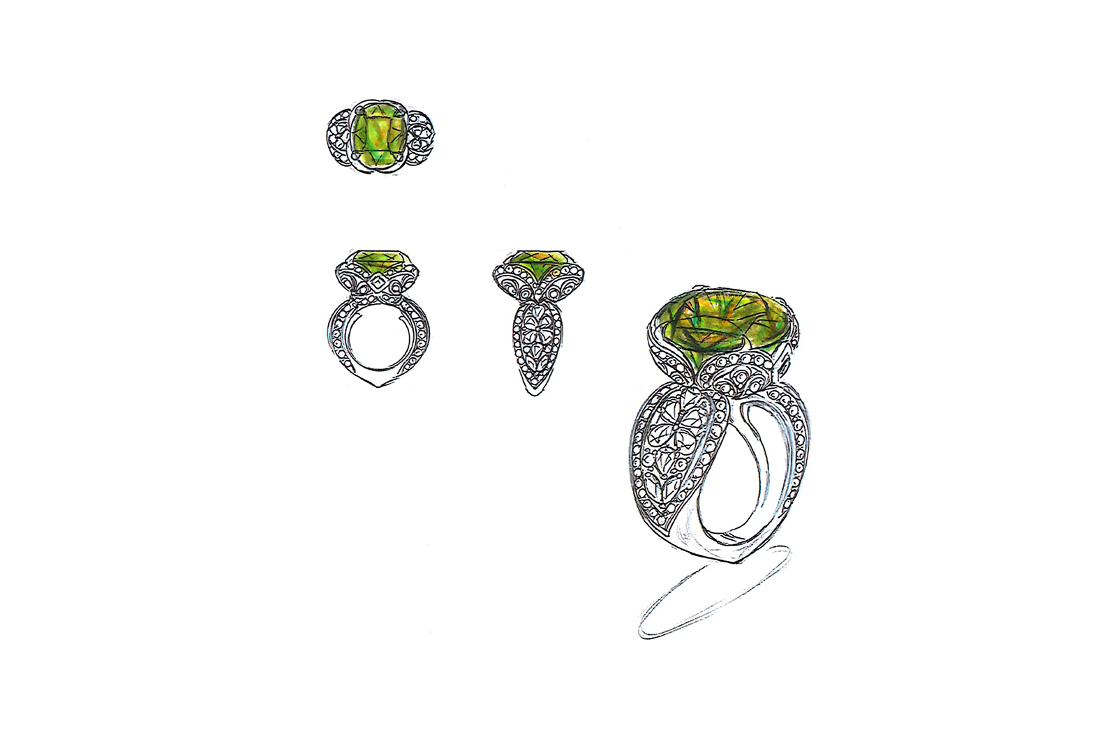 7.98ct Russian Sphene Ring with D Flawless Diamonds set in 18K Yellow Gold
