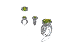 7.98ct Russian Sphene Ring with D Flawless Diamonds set in 18K Yellow Gold