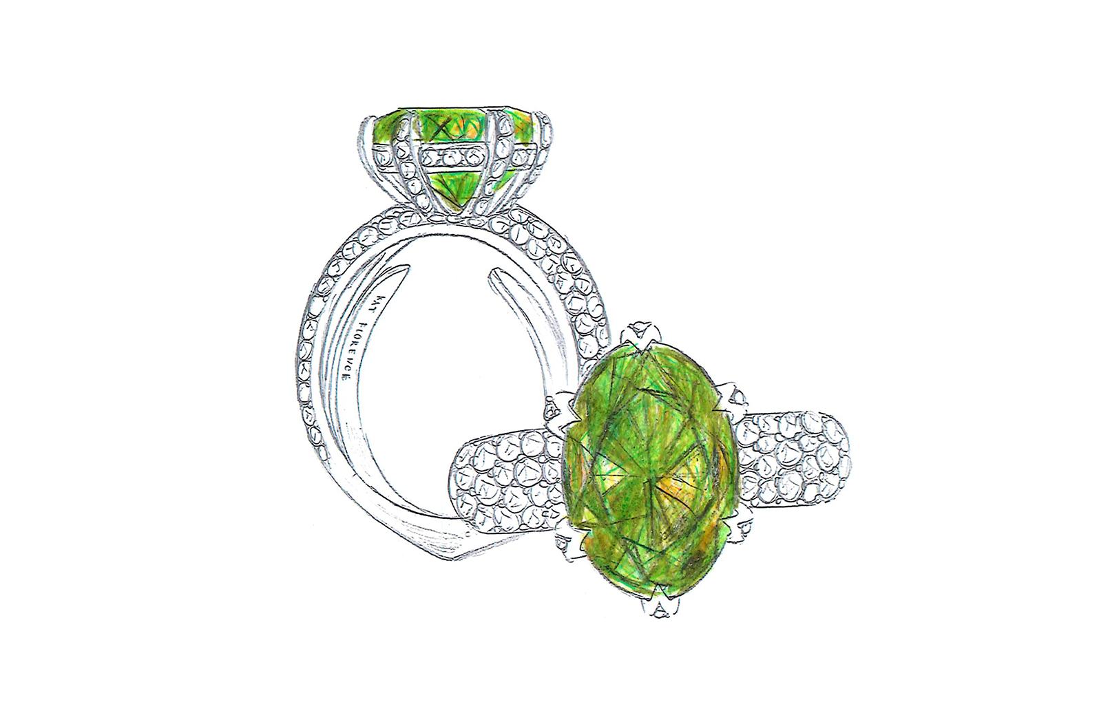 6.26ct Russian Sphene Ring with D Flawless Diamonds set in 18K Yellow Gold