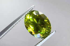 5.58ct Russian Sphene Ring with D Flawless Diamonds set in 18K White Gold