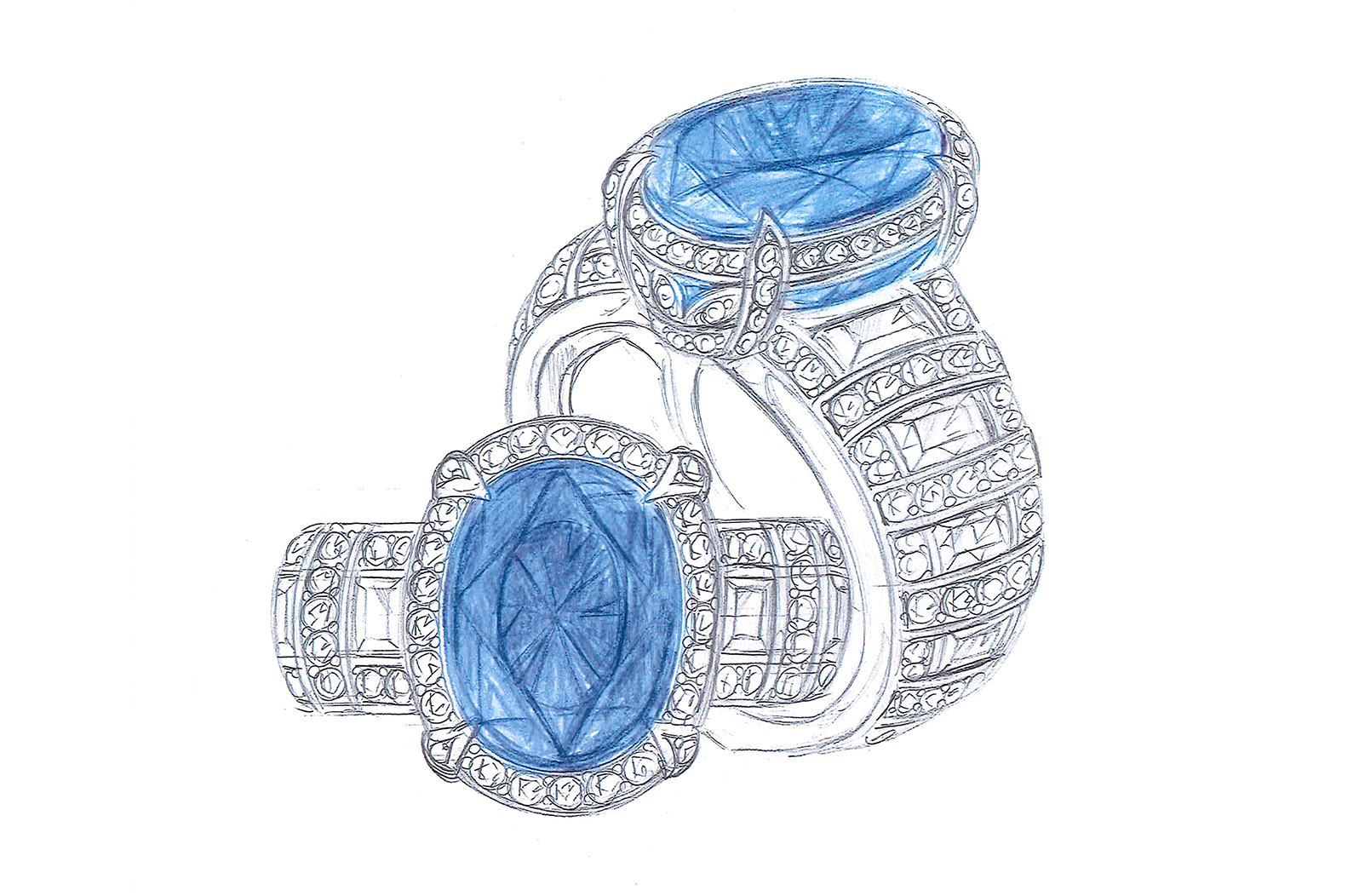 13.06ct Unheated Ceylon Cornflower Blue Sapphire Ring with D Flawless Diamonds set in 18K White Gold