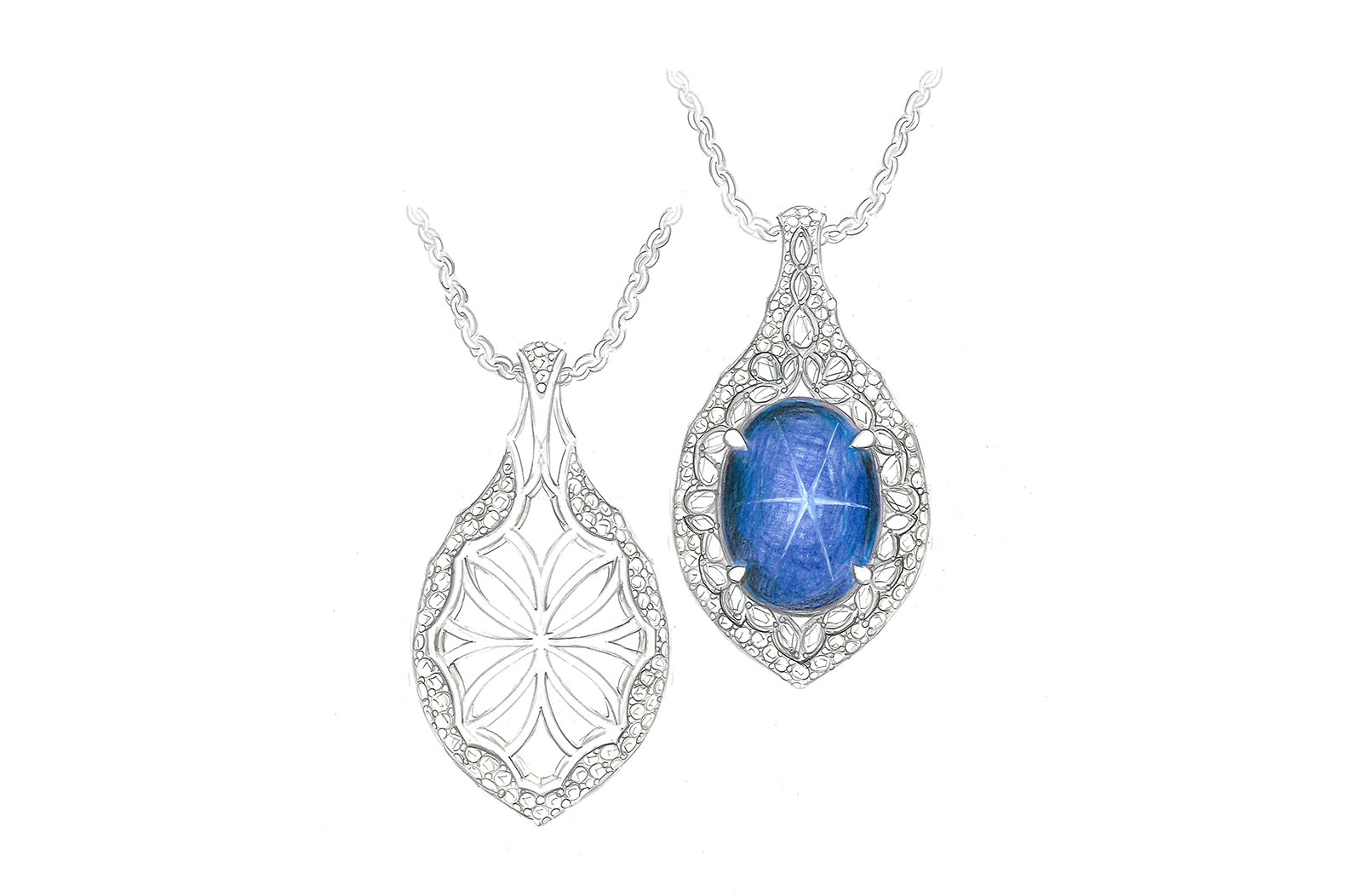102.04ct Unheated Ceylon Star Sapphire Necklace with D Flawless Diamonds set in 18K Yellow Gold