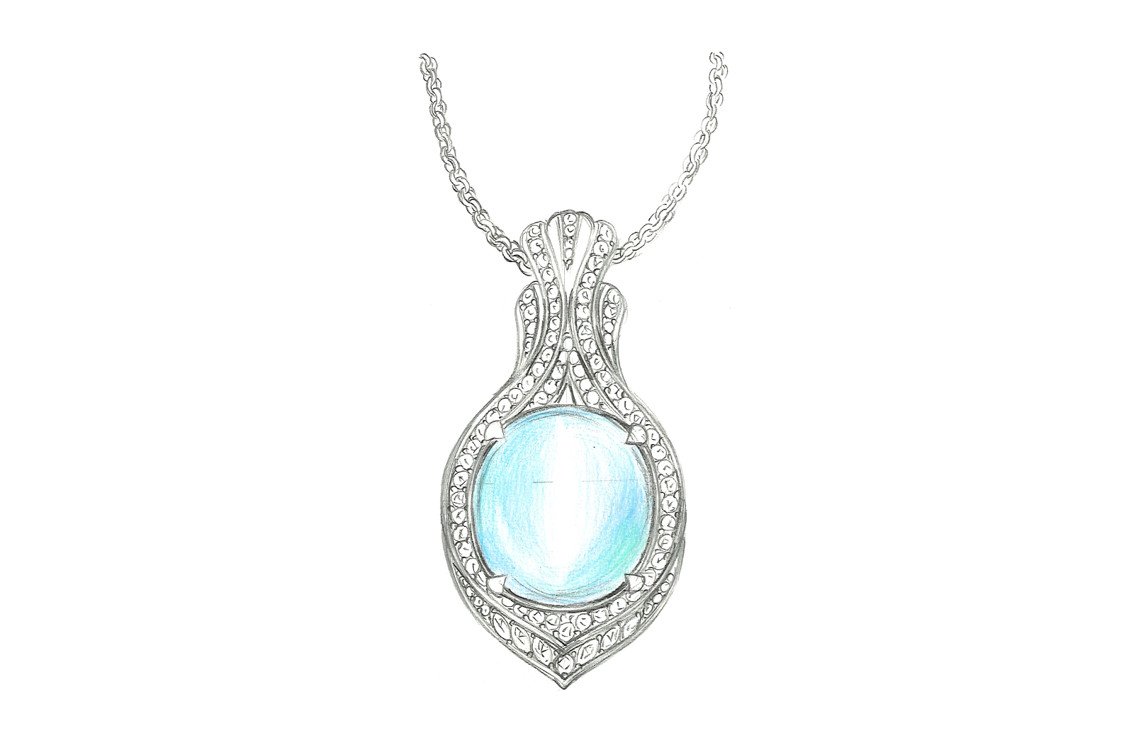 116.78ct Cats Eye Aquamarine Necklace with D Flawless Diamonds set in 18K White Gold
