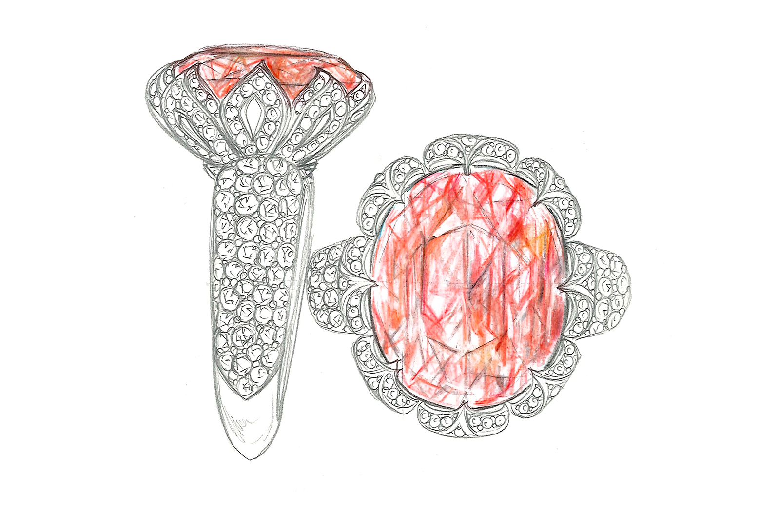31.70ct Record Namibian Mandarin Garnet Ring with D Flawless Diamonds set in 18K Yellow Gold