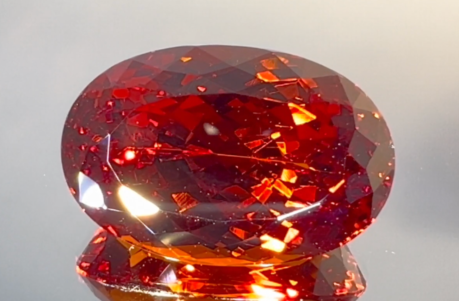 31.70ct Record Namibian Mandarin Garnet Ring with D Flawless Diamonds set in 18K Yellow Gold