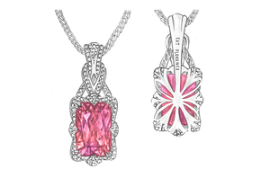 59.31ct Vivid Pink Madagascar Morganite Necklace with D Flawless Diamonds set in 18K White Gold