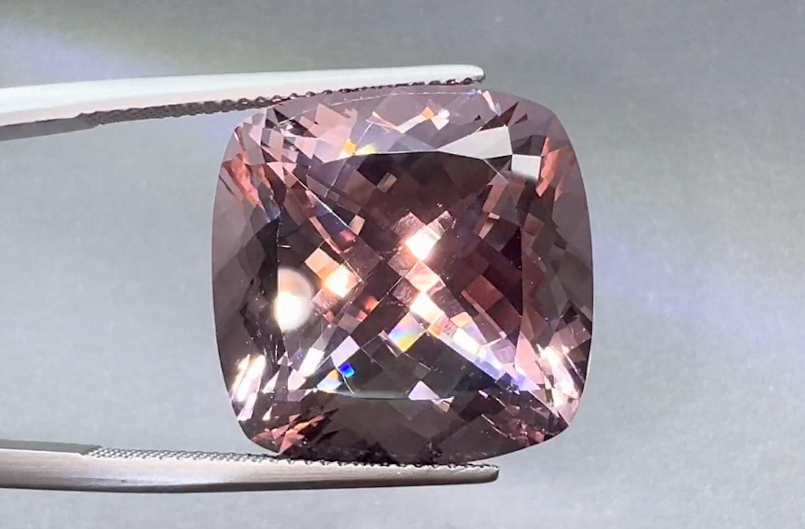 32.26ct Vivid Pink Madagascar Morganite Necklace with D Flawless Diamonds set in 18K White Gold