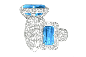 7.91ct Unheated Flawless Paraiba Tourmaline Ring with D Flawless Diamonds set in 18K White Gold