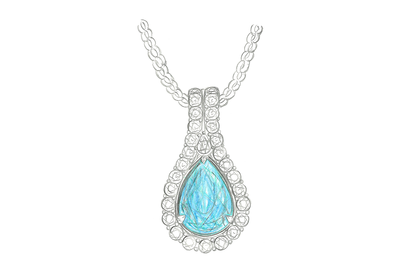 16.92ct Unheated Flawless Lumina Paraiba Tourmaline Necklace with D Flawless Diamonds set in 18K White Gold