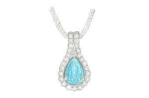 16.92ct Unheated Flawless Lumina Paraiba Tourmaline Necklace with D Flawless Diamonds set in 18K White Gold