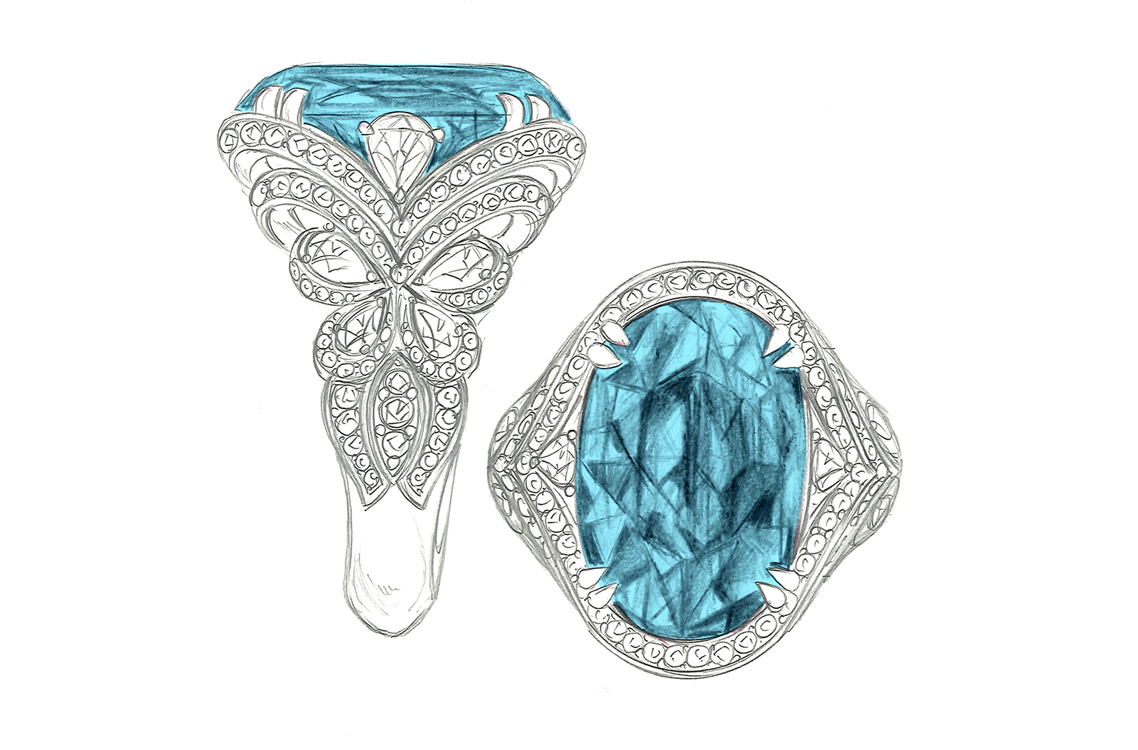 8.31ct Unheated Paraiba Tourmaline Ring with D Flawless Diamonds set in 18K White Gold