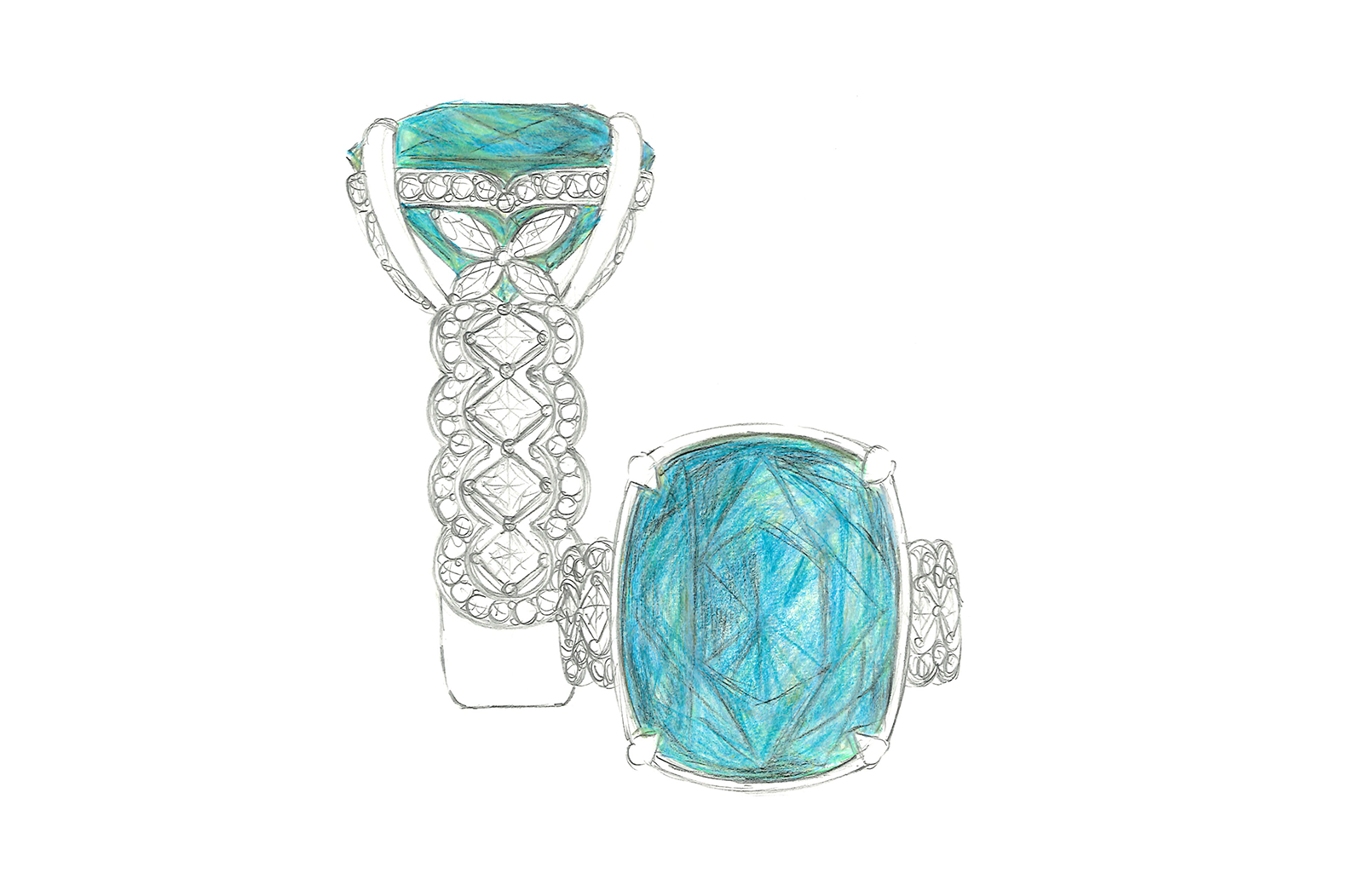 13.45ct Paraiba Tourmaline Ring with D Flawless Diamonds set in 18K Yellow Gold