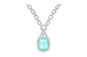 33.54ct Unheated Paraiba Tourmaline Necklace with D Flawless Diamonds set in 18K White Gold
