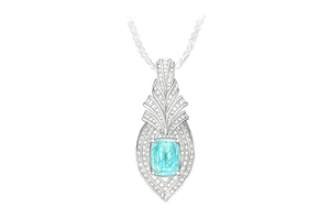 31.12ct Paraiba Tourmaline Necklace with D Flawless Diamonds set in 18K Yellow Gold