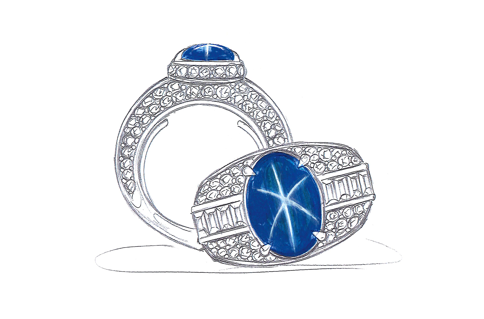 11.15ct Unheated Burmese Blue Star Sapphire Ring with D Flawless Diamonds set in 18K Yellow Gold