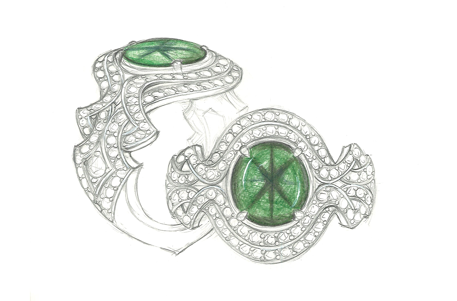4.18ct Muzo Green Trapiche Emerald Ring with D Flawless Diamonds set in 18K White Gold