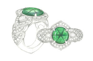 2.52ct Muzo Green Trapiche Emerald Ring with D Flawless Diamonds set in 18K Yellow Gold