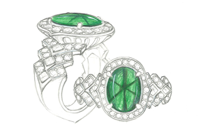 4.29ct Muzo Green Trapiche Emerald Ring with D Flawless Diamonds set in 18K Yellow Gold