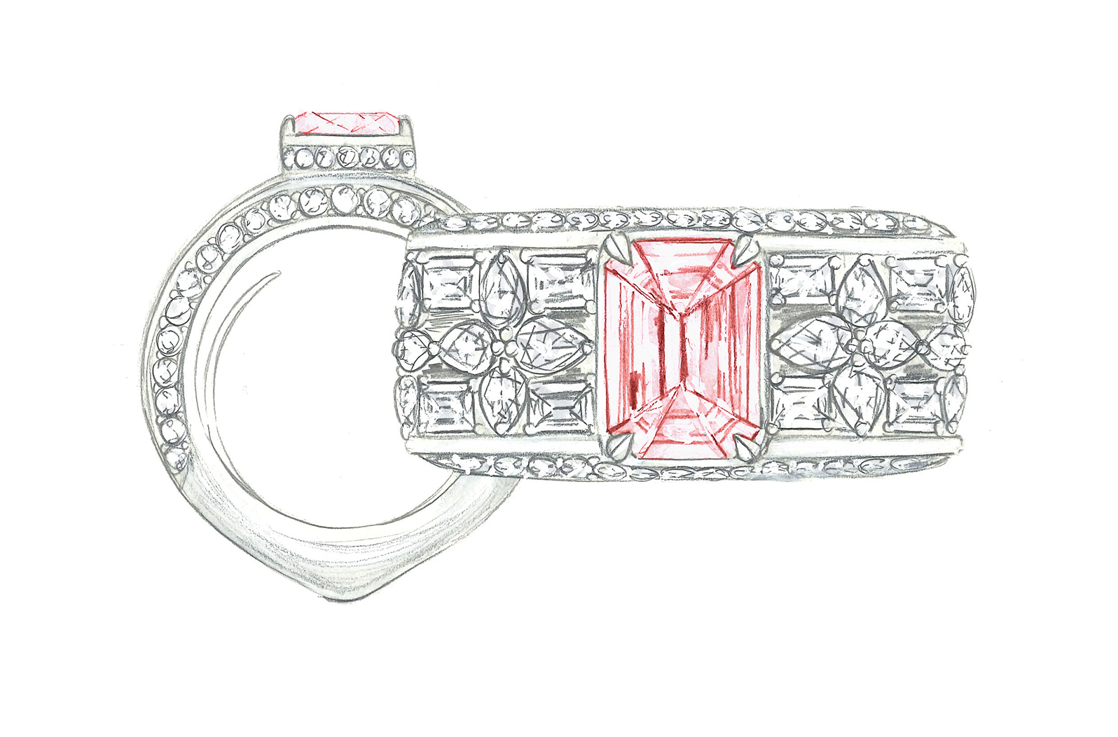 1.71ct Red Beryl Bixbite Ring with D Flawless Diamonds set in 18K Yellow Gold