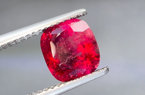 1.71ct Red Beryl Bixbite Ring with D Flawless Diamonds set in 18K White Gold