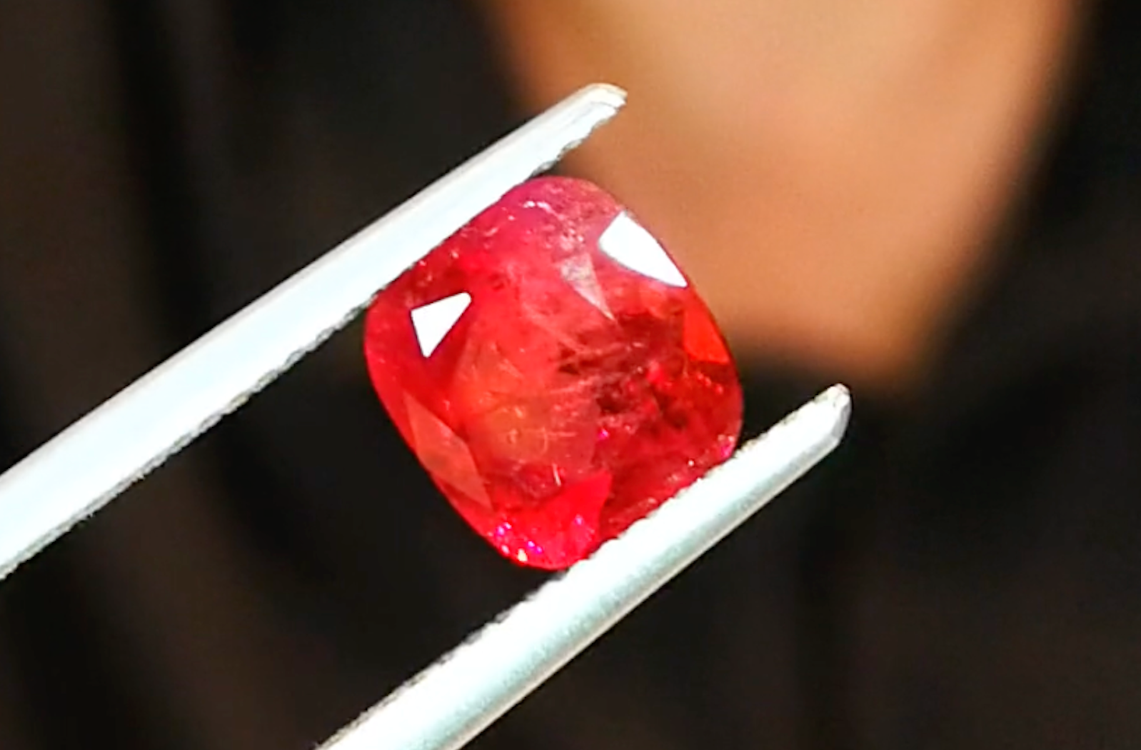 1.71ct Red Beryl Bixbite Ring with D Flawless Diamonds set in 18K White Gold