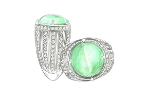 12.09ct Colombian Emerald Cats Eye Ring with D Flawless Diamonds set in 18K Yellow Gold