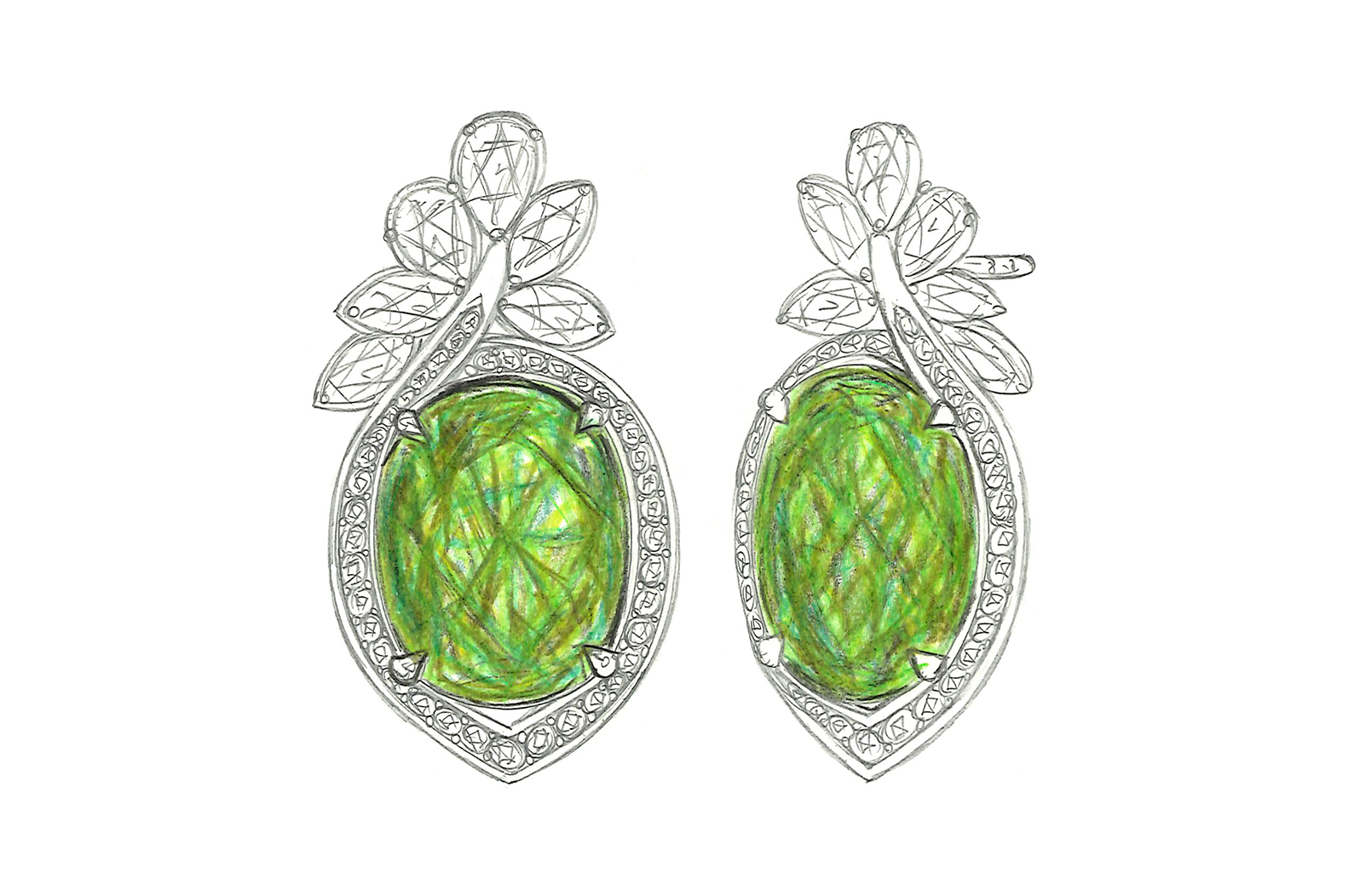 16.92ct Unheated Flawless Racing Green Paraiba Earrings with D Flawless Diamonds set in 18K Yellow Gold