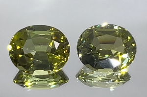 16.92ct Unheated Flawless Racing Green Paraiba Earrings with D Flawless Diamonds set in 18K Yellow Gold