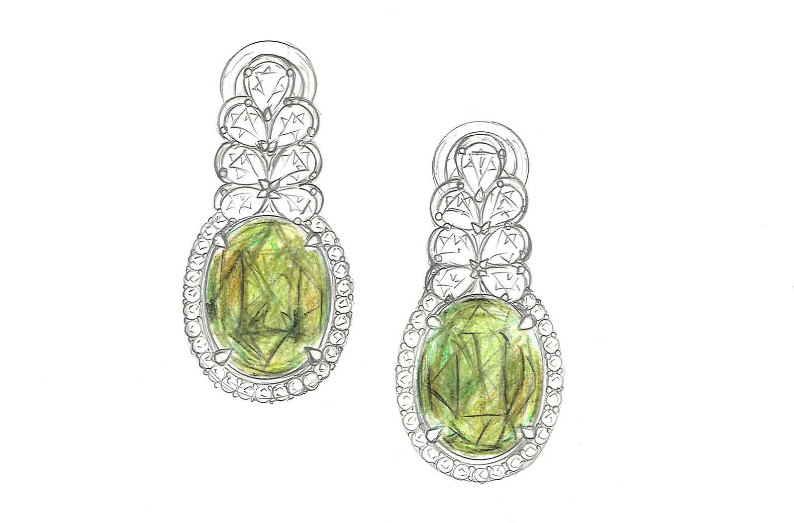 16.32ct Unheated Flawless Racing Green Paraiba Earrings with D Flawless Diamonds set in 18K Yellow Gold