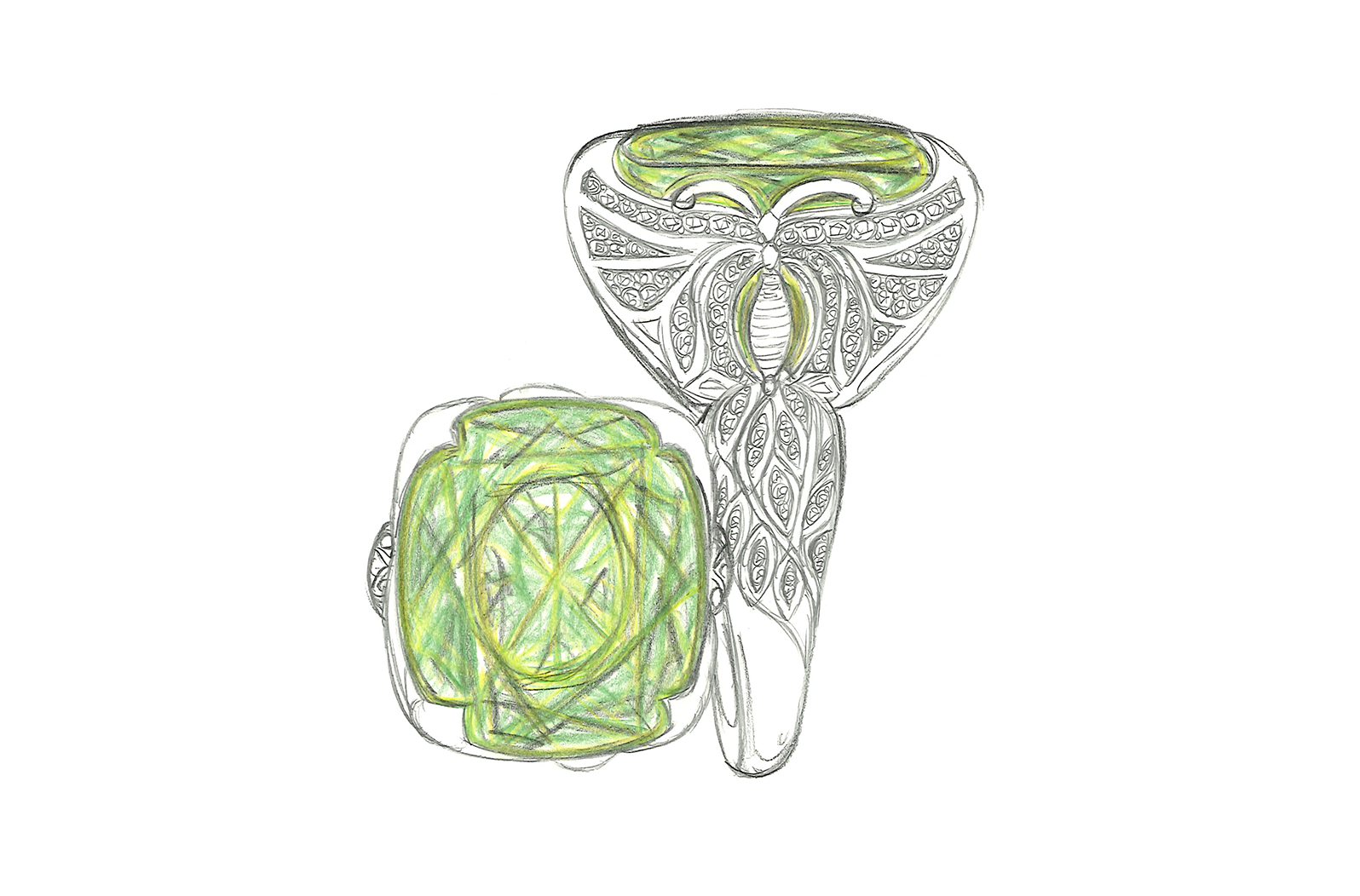 26.71ct Unheated Flawless Racing Green Paraiba Ring with D Flawless Diamonds set in 18K White Gold