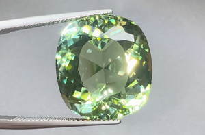 26.71ct Unheated Flawless Racing Green Paraiba Ring with D Flawless Diamonds set in 18K White Gold