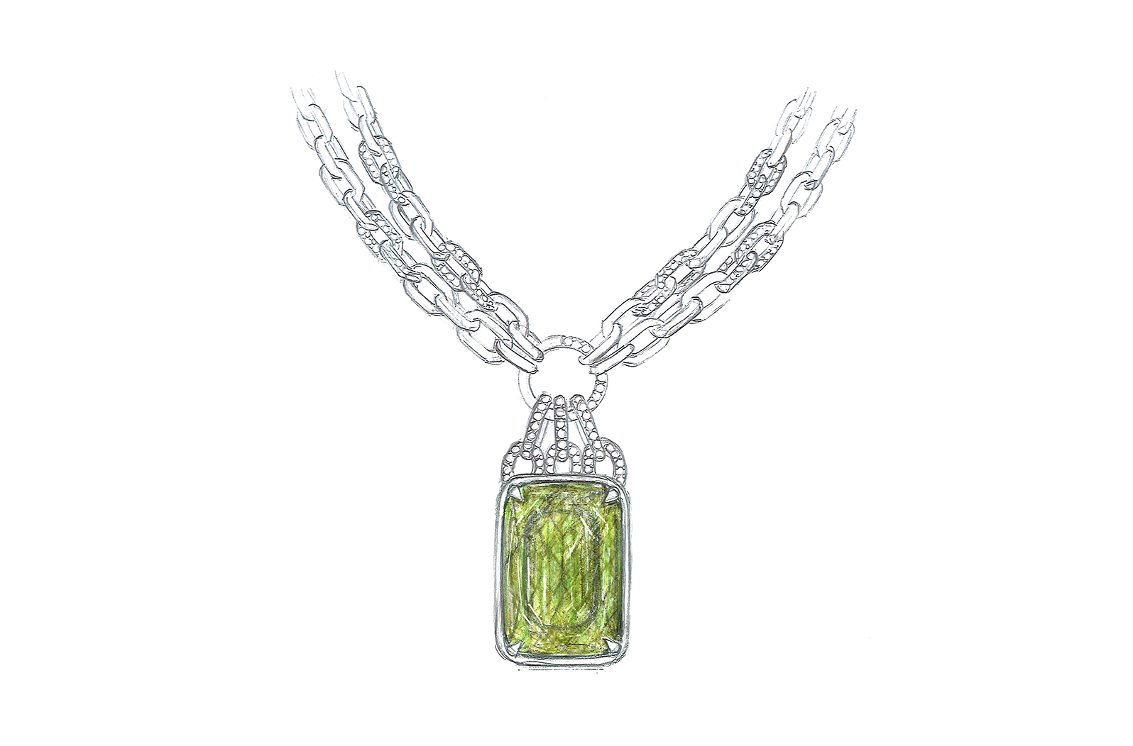 40.17ct Unheated Racing Green Paraiba Necklace with D Flawless Diamonds set in 18K Yellow Gold