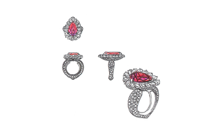 3.03ct Loupe Clean Unheated Pigeon Blood Red Ruby Ring with D Flawless Diamonds set in 18K White Gold