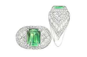 3.04ct Old World Muzo Colombian Emerald Ring with D Flawless Diamonds set in 18K White Gold